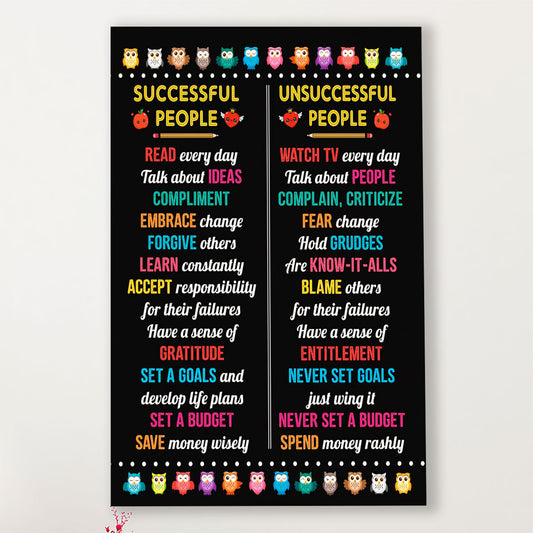 Teacher Classroom Canvas Successful People & Unsuccessful People | Student Wall Art Back to School Gift for Teacher