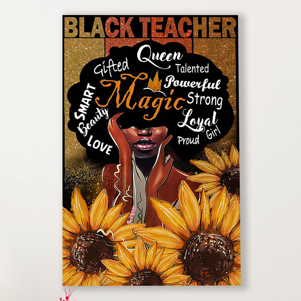 Teacher Classroom Canvas Black Teacher | Student Wall Art Back to School Gift for Teacher
