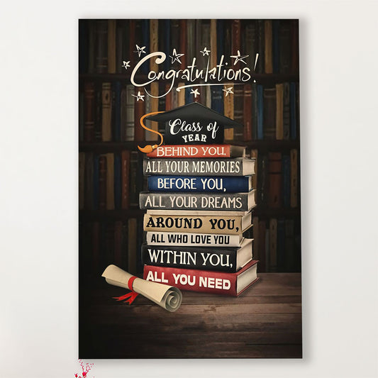 Teacher Classroom Canvas Congratulations - Class Of Year | Student Wall Art Back to School Gift for Teacher