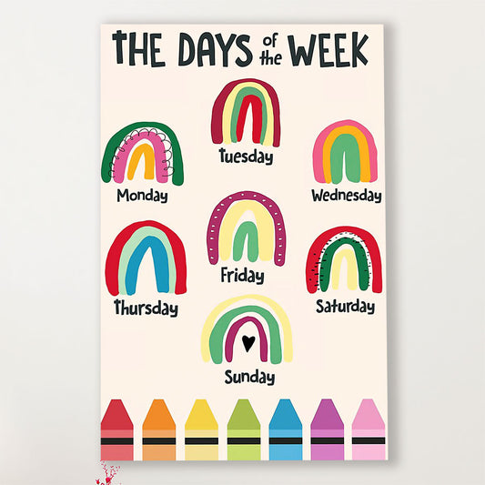 Teacher Classroom Canvas The Days Of The Week | Student Wall Art Back to School Gift for Teacher