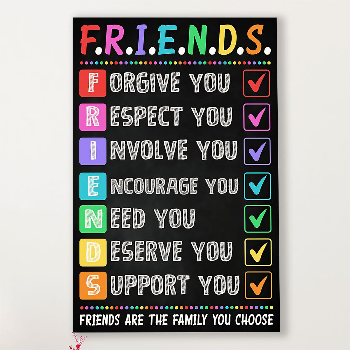 Teacher Classroom Poster FRIENDS Are The Family You Choose | Student Wall Art Back to School Gift for Teacher