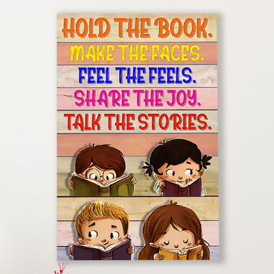 Teacher Classroom Canvas Hold The Book Make The Faces | Student Wall Art Back to School Gift for Teacher