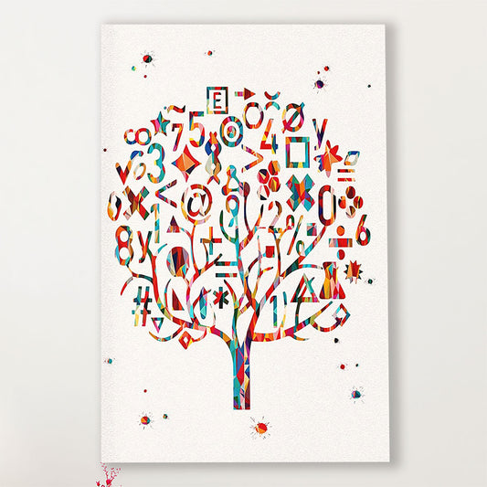 Teacher Classroom Canvas Math Symbols | Student Wall Art Back to School Gift for Teacher