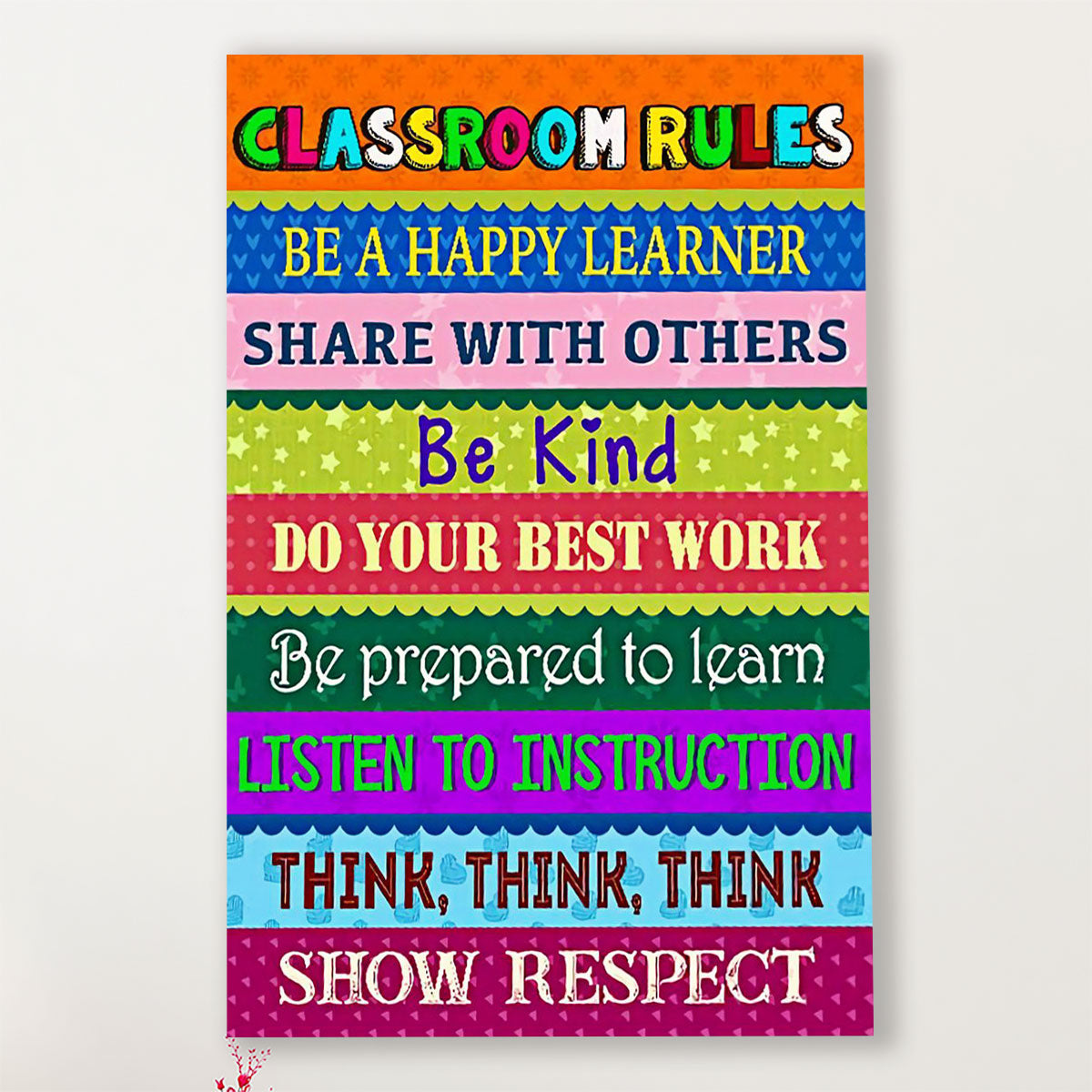 Teacher Classroom Canvas Classroom Rules | Student Wall Art Back to School Gift for Teacher