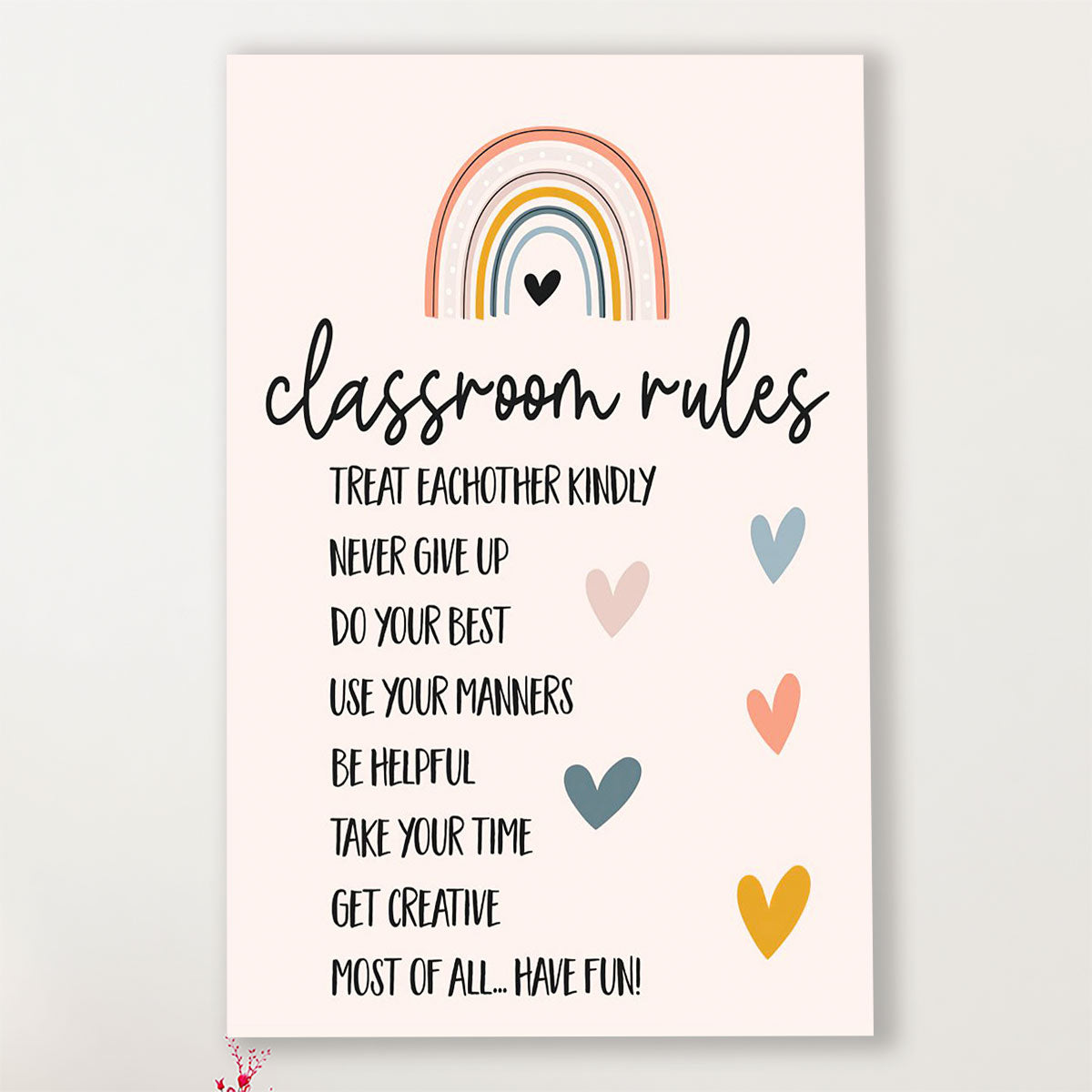Teacher Classroom Canvas Classroom Rules | Student Wall Art Back to School Gift for Teacher