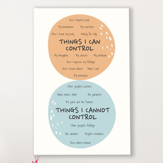 Teacher Classroom Canvas Things I Can Control & Cannot Control | Student Wall Art Back to School Gift for Teacher