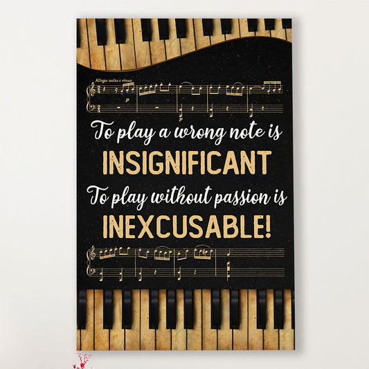 Teacher Classroom Canvas To Play A Wrong Note Is Insignificant | Student Wall Art Back to School Gift for Teacher