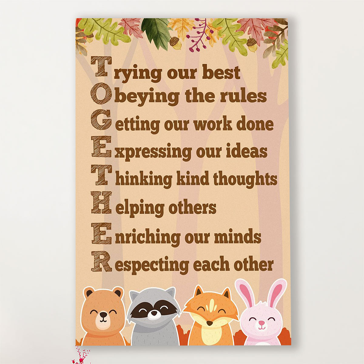 Teacher Classroom Canvas TOGETHER | Student Wall Art Back to School Gift for Teacher