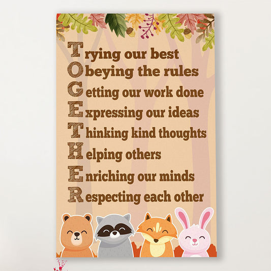 Teacher Classroom Canvas TOGETHER | Student Wall Art Back to School Gift for Teacher
