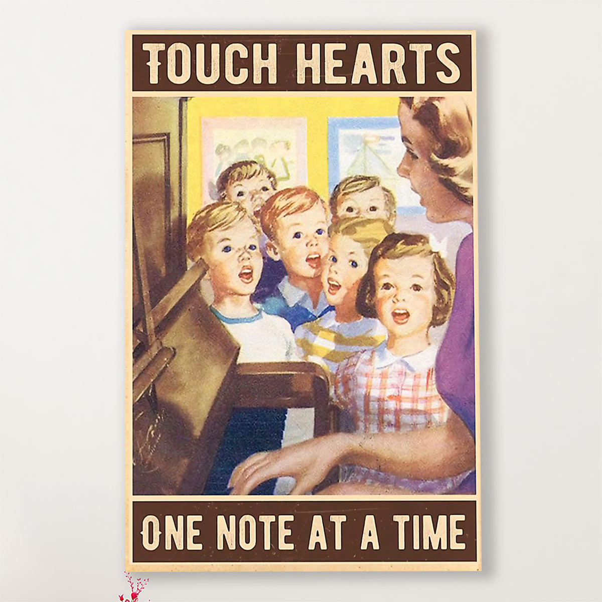 Teacher Classroom Poster Touch Hearts One Note At A Time | Student Wall Art Back to School Gift for Teacher