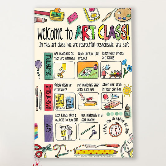 Teacher Classroom Canvas Welcome To Art Class | Student Wall Art Back to School Gift for Teacher