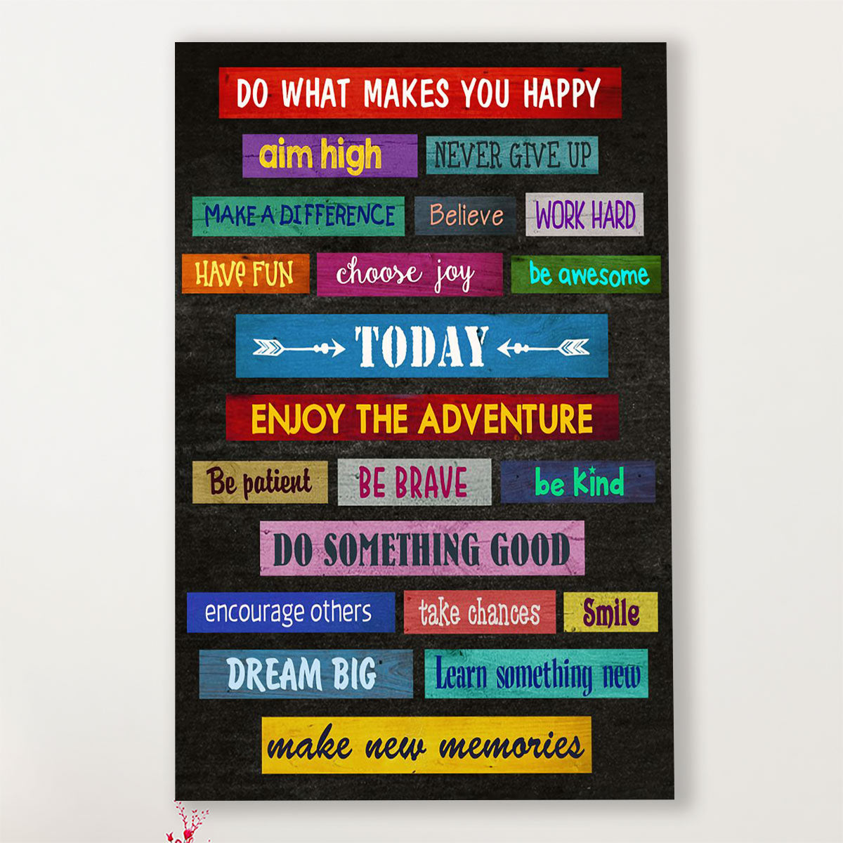 Teacher Classroom Canvas Do What Makes You Happy | Student Wall Art Back to School Gift for Teacher