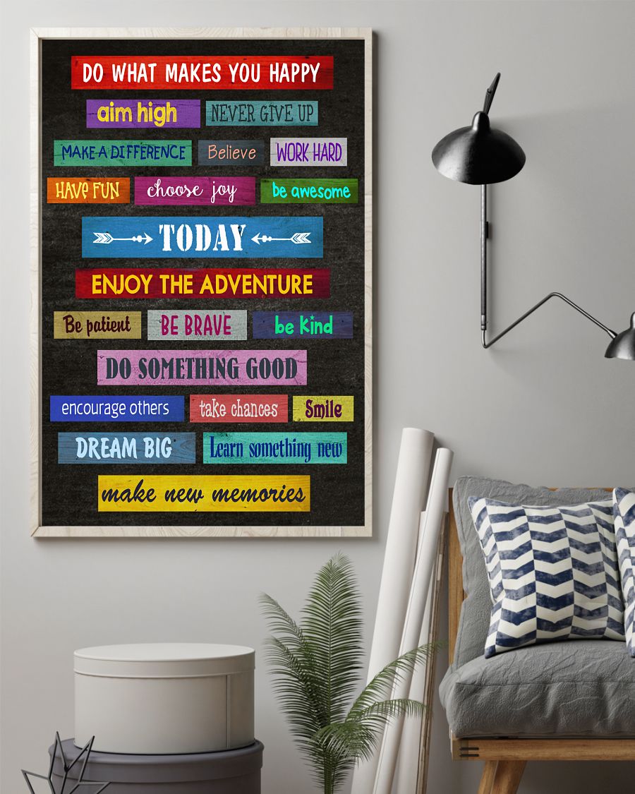 Teacher Classroom Canvas Do What Makes You Happy | Student Wall Art Back to School Gift for Teacher