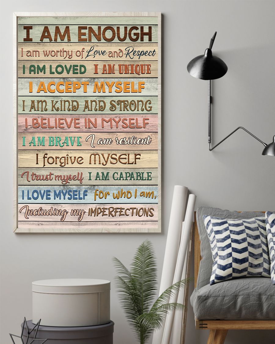 Teacher Classroom Poster I Am Enough | Student Wall Art Back to School Gift for Teacher