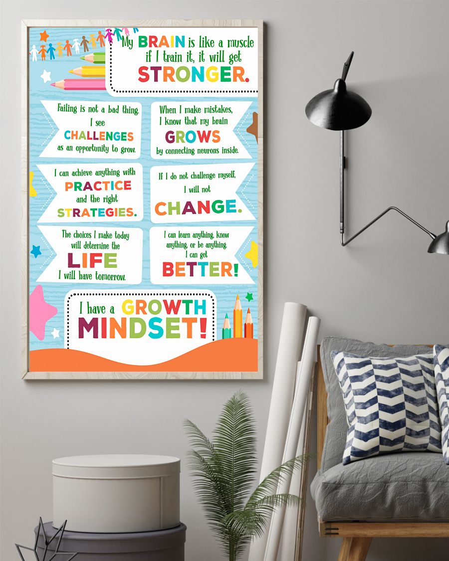Teacher Classroom Poster I Have A Growth Mindset | Student Wall Art Back to School Gift for Teacher