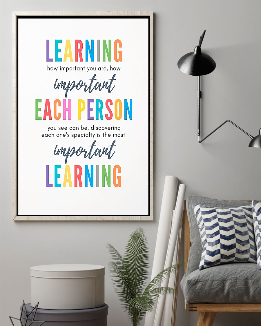 Teacher Classroom Canvas Learning How Important You Are | Student Wall Art Back to School Gift for Teacher