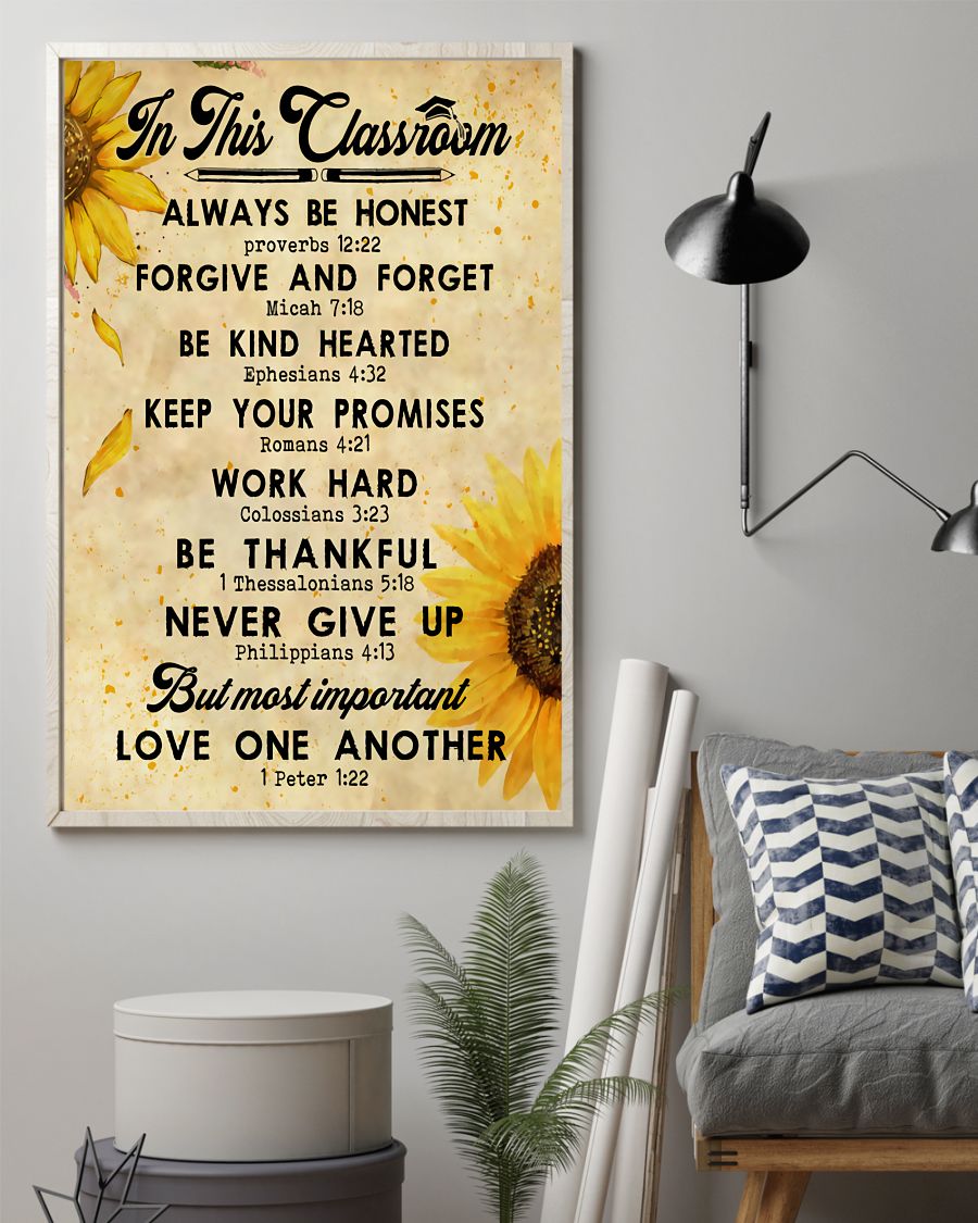 Teacher Classroom Canvas In This Classroom Always Be Honest | Student Wall Art Back to School Gift for Teacher