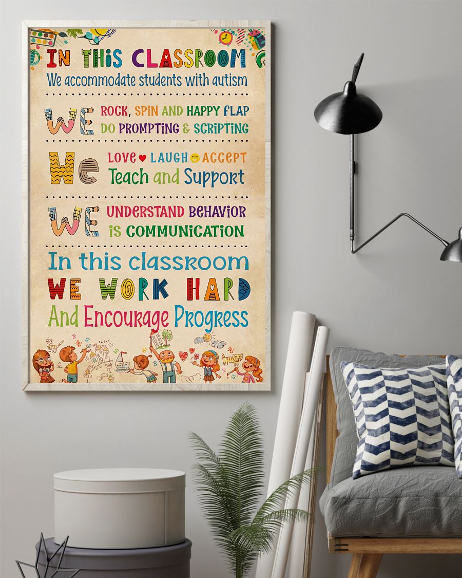 Teacher Classroom Poster In This Classroom We Work Hard | Student Wall Art Back to School Gift for Teacher