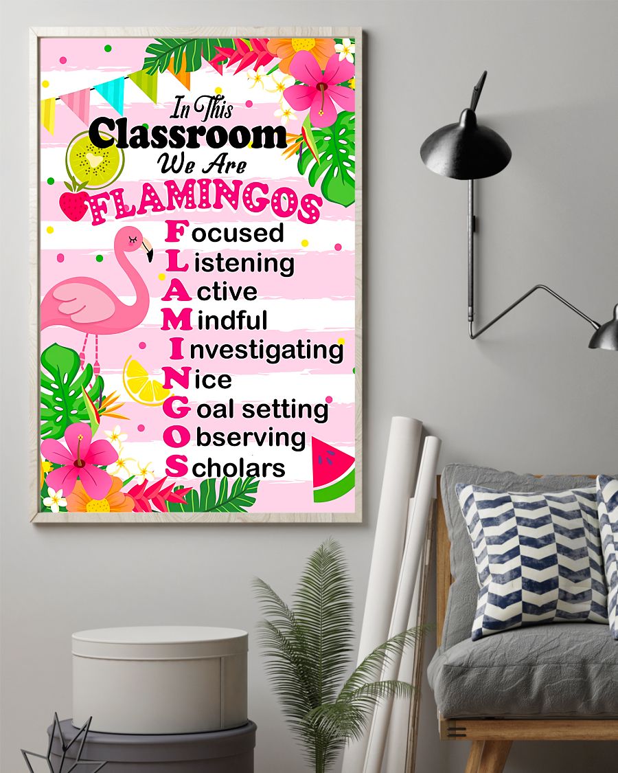 Teacher Classroom Canvas In This Classroom We Are Flamingos | Student Wall Art Back to School Gift for Teacher