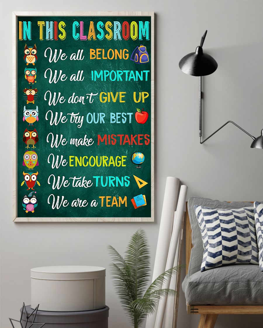Teacher Classroom Canvas Owl In This Classroom | Student Wall Art Back to School Gift for Teacher