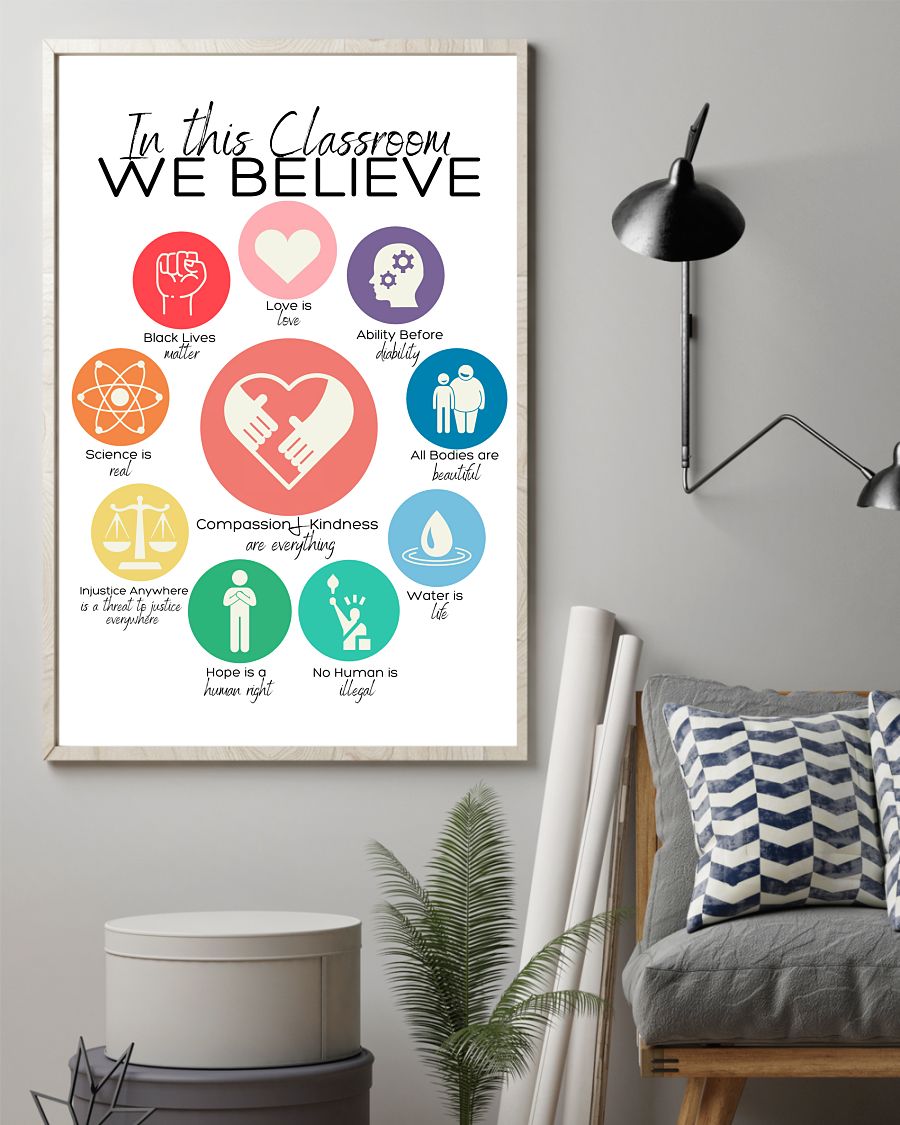 Teacher Classroom Canvas In This Classroom We Believe | Student Wall Art Back to School Gift for Teacher