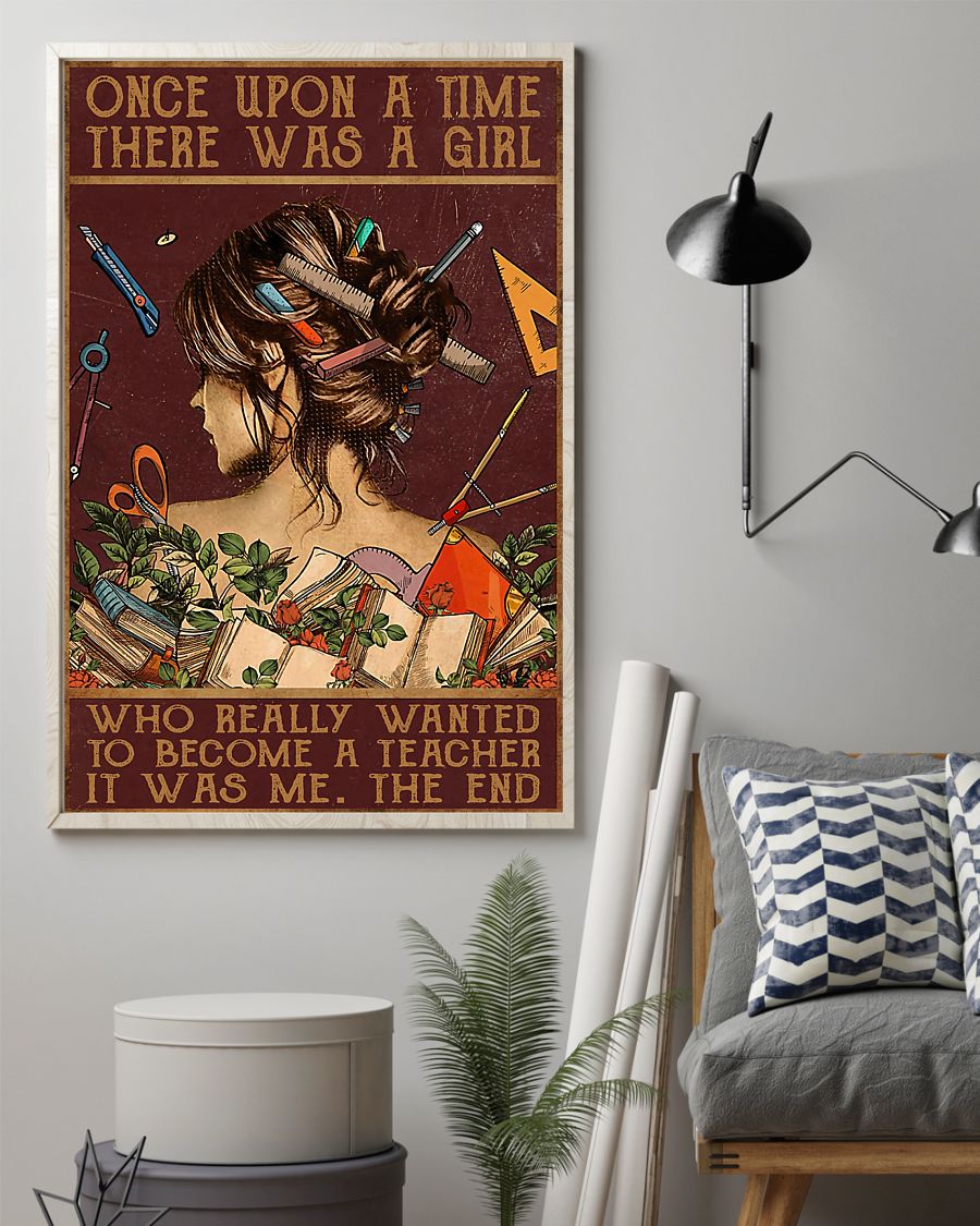 Teacher Classroom Canvas Once Upon A Time There Was A Girl | Student Wall Art Back to School Gift for Teacher