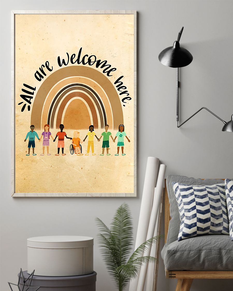 Teacher Classroom Canvas All Are Welcome Here | Student Wall Art Back to School Gift for Teacher