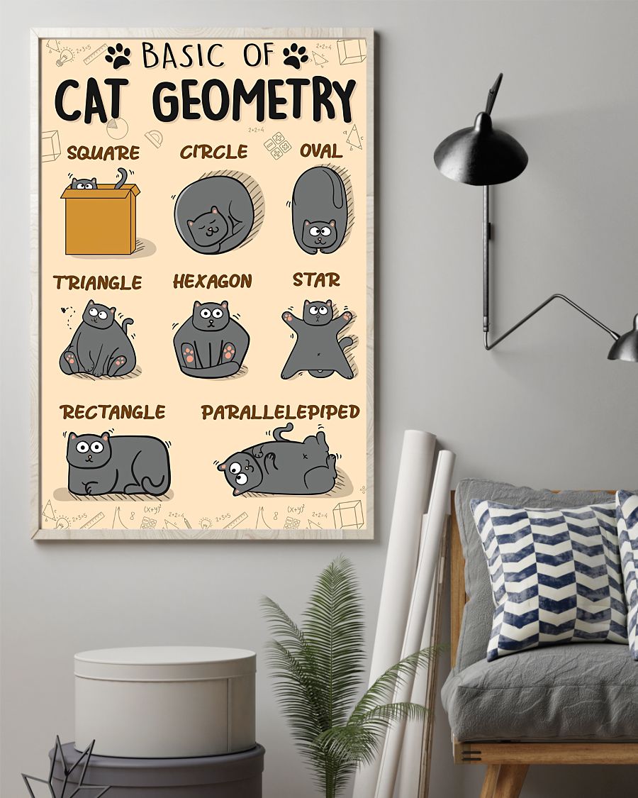 Teacher Classroom Poster Basic Of Cat Geometry | Student Wall Art Back to School Gift for Teacher