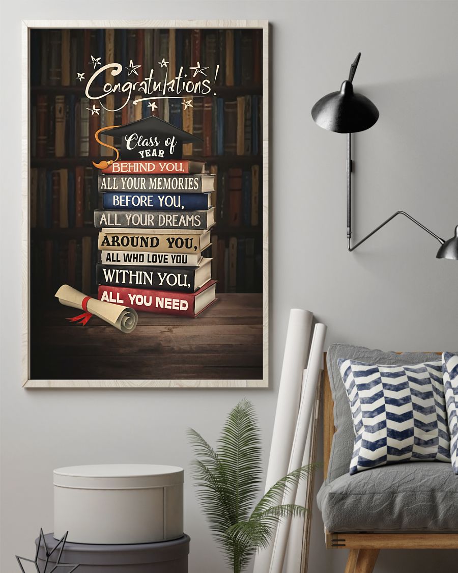 Teacher Classroom Poster Congratulations - Class Of Year | Student Wall Art Back to School Gift for Teacher