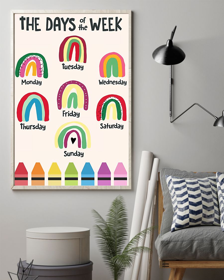 Teacher Classroom Poster The Days Of The Week | Student Wall Art Back to School Gift for Teacher
