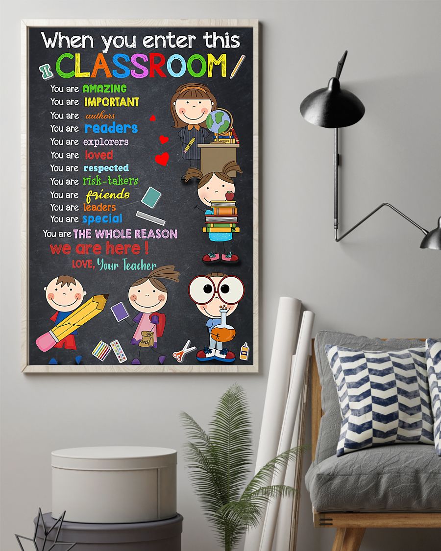 Teacher Classroom Canvas When You Enter This Classroom | Student Wall Art Back to School Gift for Teacher