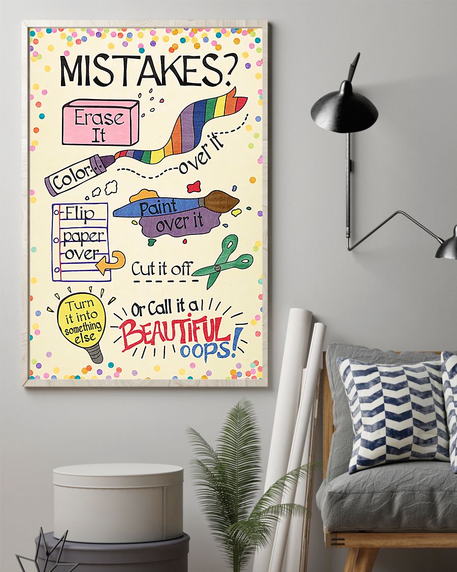 Teacher Classroom Canvas Mistakes - Erase It | Student Wall Art Back to School Gift for Teacher