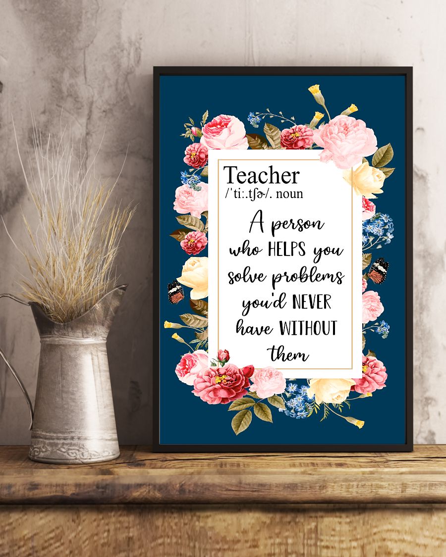 Teacher Classroom Poster Teacher Definition | Student Wall Art Back to School Gift for Teacher