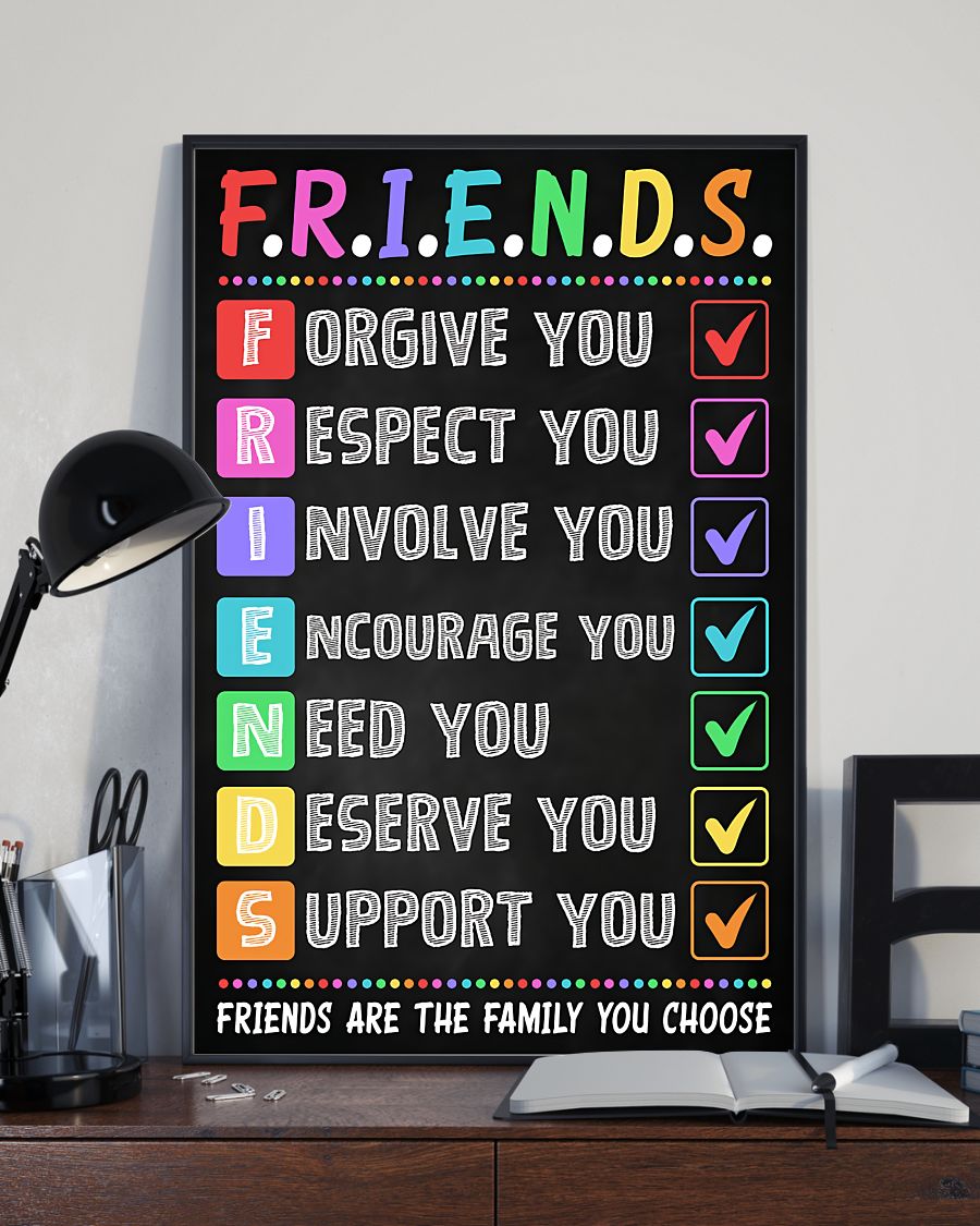 Teacher Classroom Canvas FRIENDS Are The Family You Choose | Student Wall Art Back to School Gift for Teacher