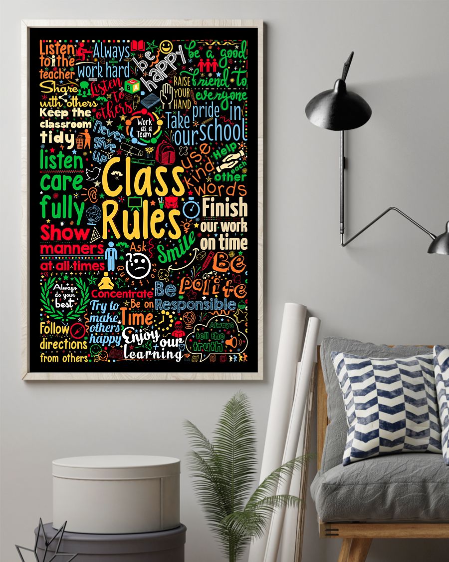Teacher Classroom Poster Class Rules | Student Wall Art Back to School Gift for Teacher