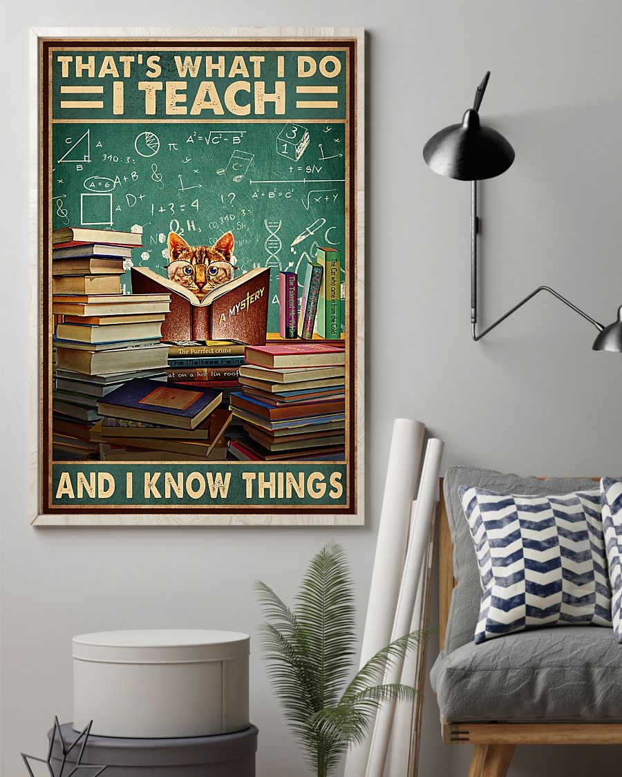 Teacher Classroom Canvas That's What I Do I Teach & I Know Things | Student Wall Art Back to School Gift for Teacher