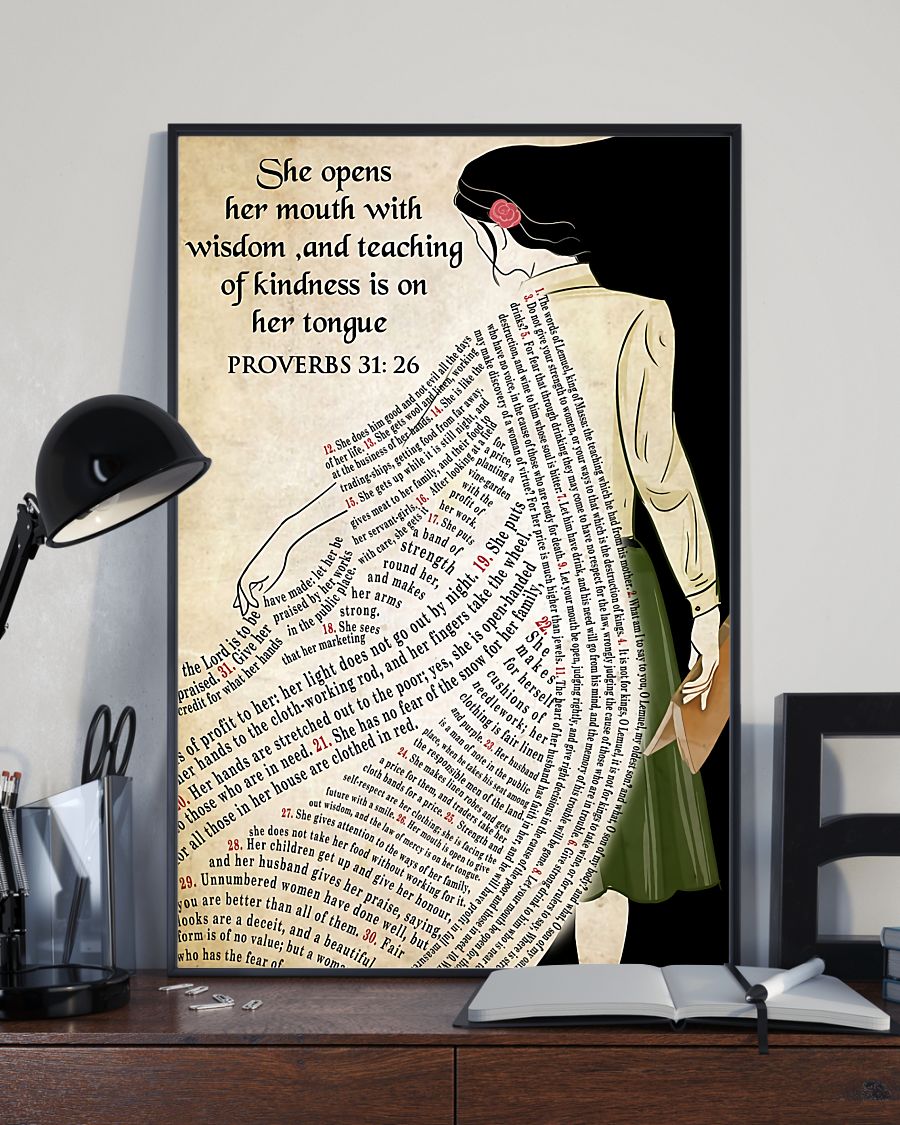 Teacher Classroom Poster She Opens Her Mouth With Wisdom | Student Wall Art Back to School Gift for Teacher