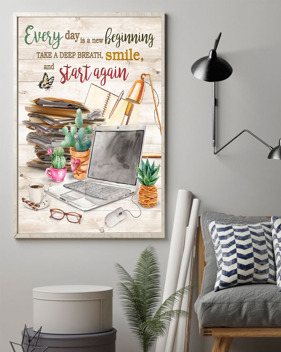 Teacher Classroom Canvas Everyday Is A New Beginning | Student Wall Art Back to School Gift for Teacher