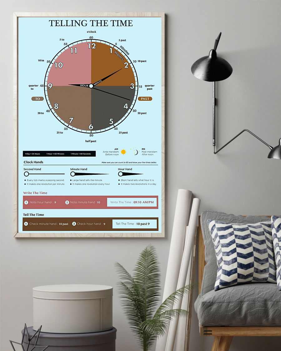 Teacher Classroom Poster Telling The Time | Student Wall Art Back to School Gift for Teacher