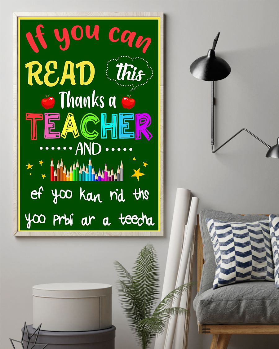 Teacher Classroom Poster If You Can Read This | Student Wall Art Back to School Gift for Teacher