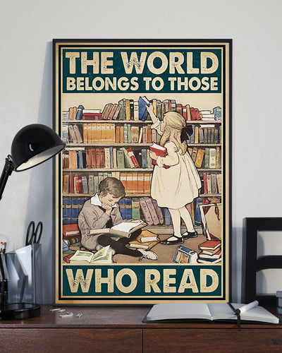 Teacher Classroom Canvas The World Belongs To Those Who Read | Student Wall Art Back to School Gift for Teacher