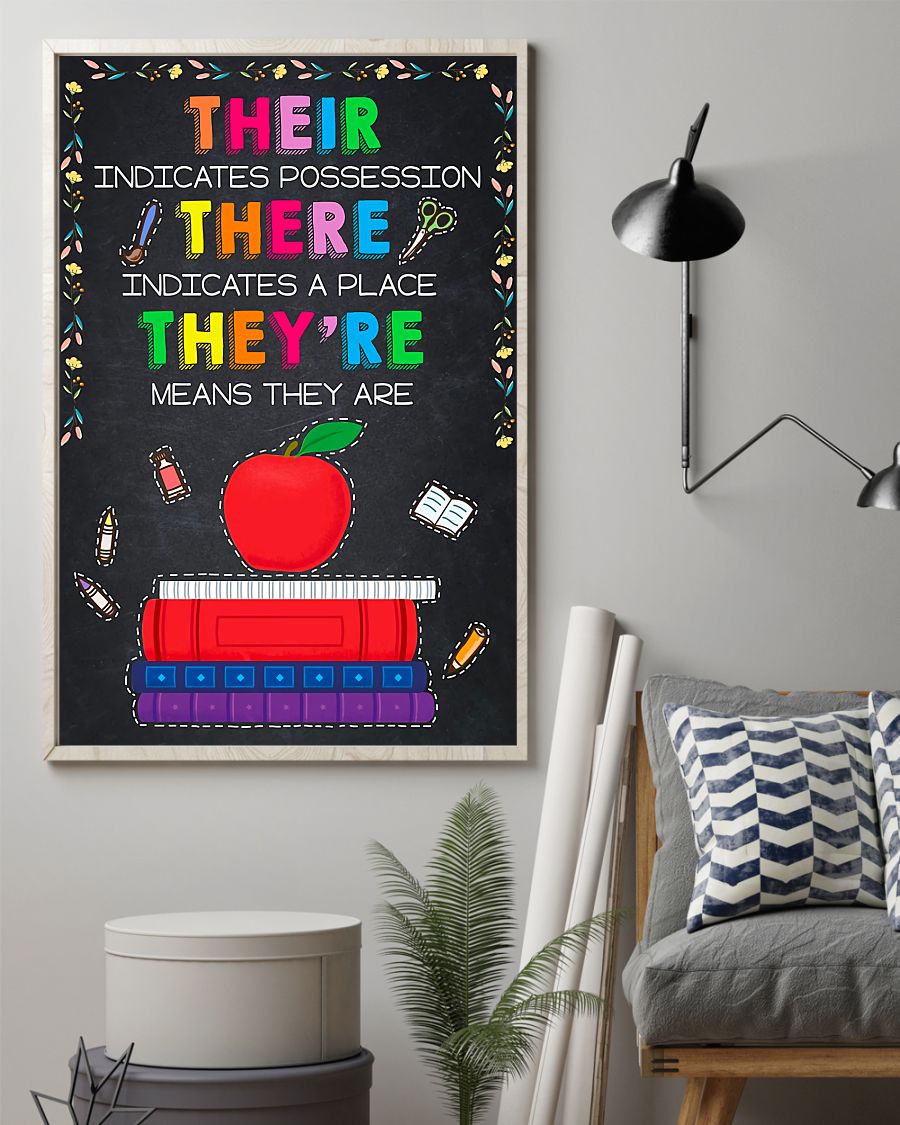 Teacher Classroom Poster Their Indicates Possession | Student Wall Art Back to School Gift for Teacher