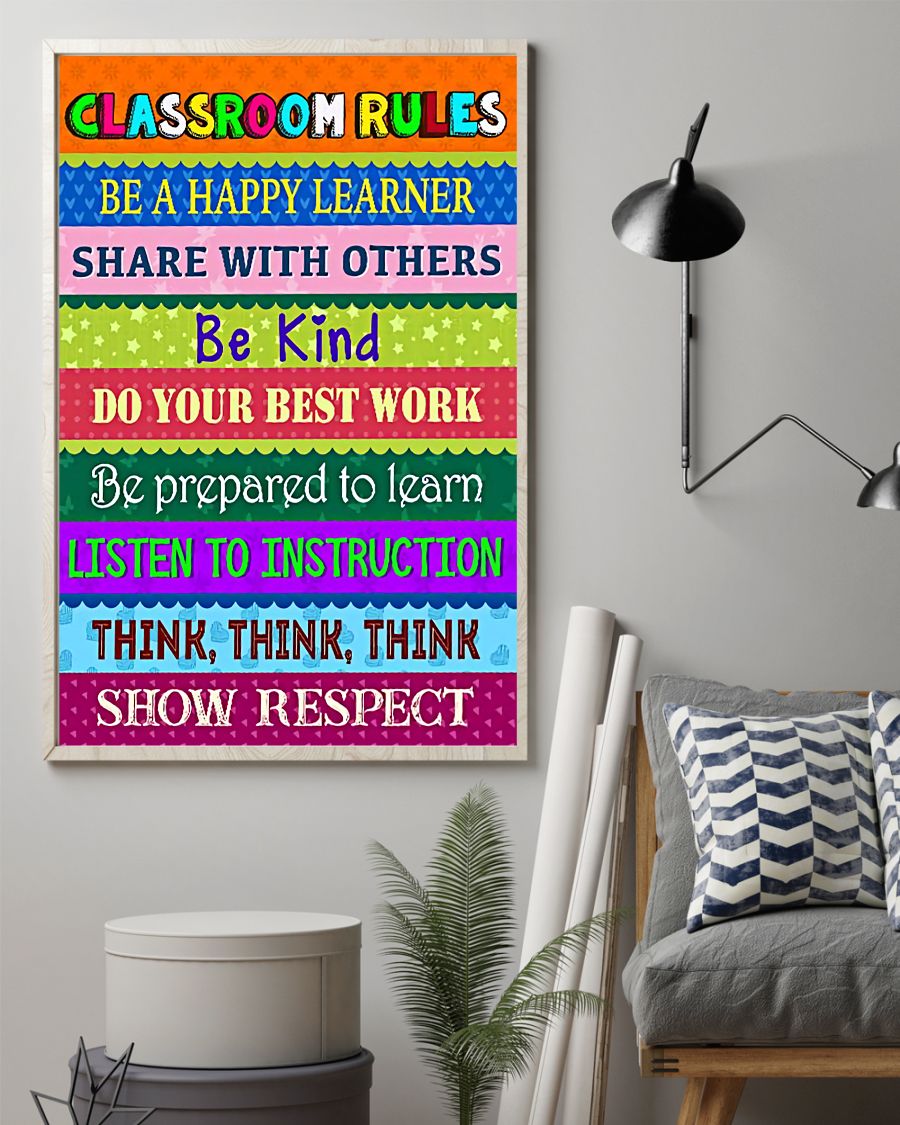 Teacher Classroom Canvas Classroom Rules | Student Wall Art Back to School Gift for Teacher