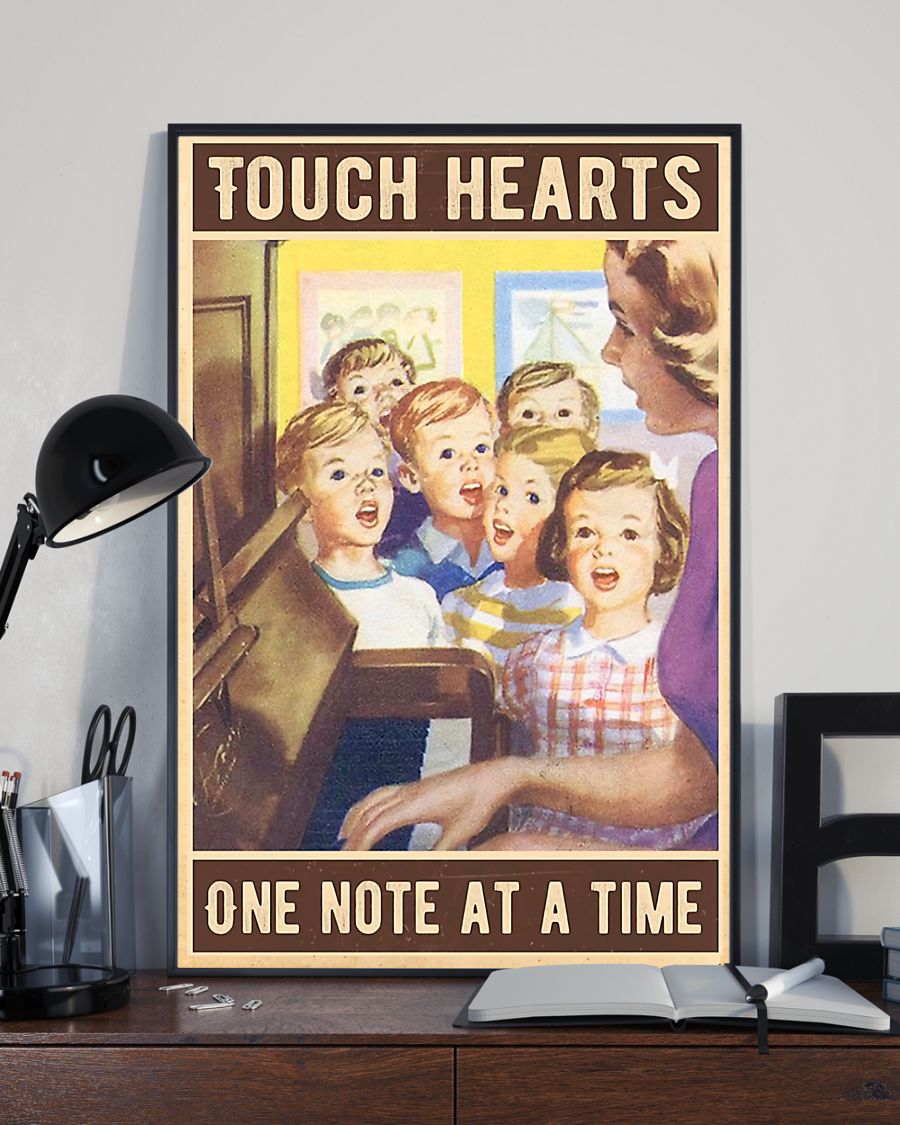 Teacher Classroom Poster Touch Hearts One Note At A Time | Student Wall Art Back to School Gift for Teacher