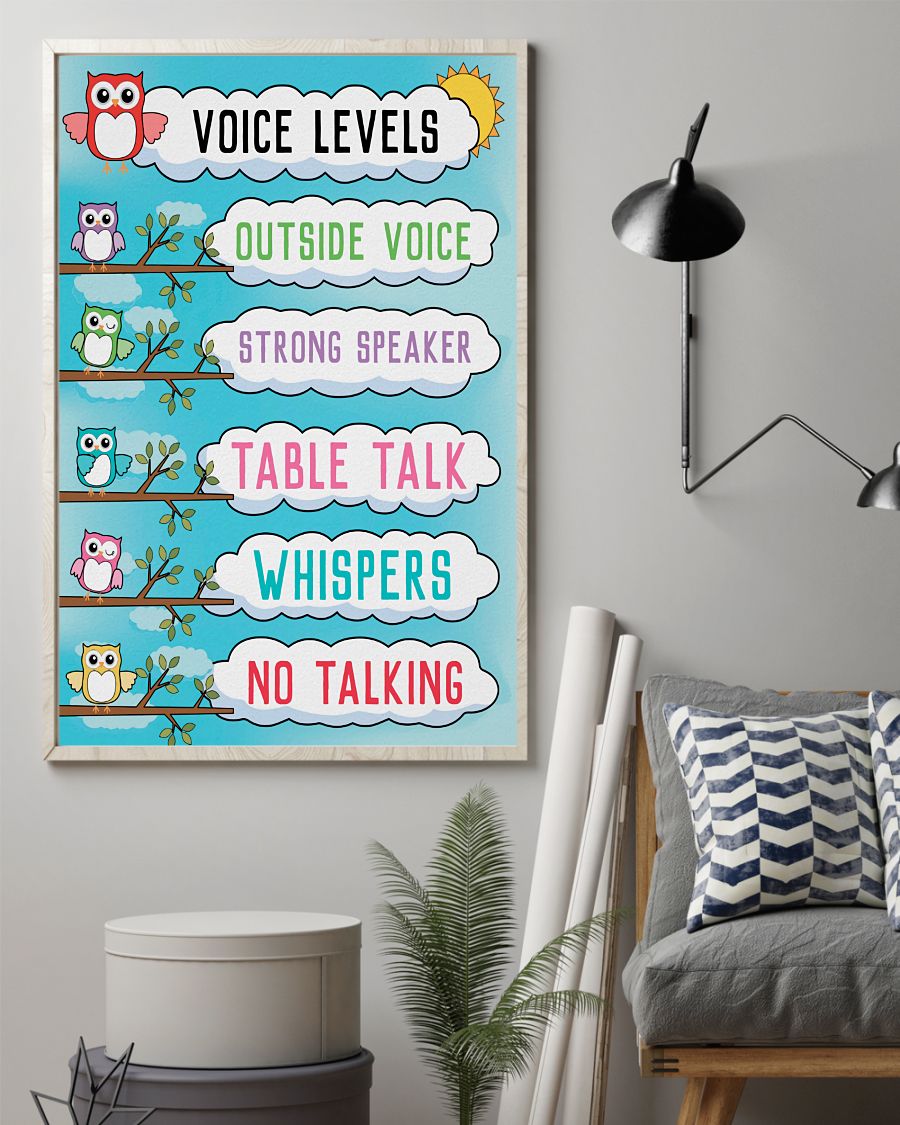Teacher Classroom Poster Voice Levels | Student Wall Art Back to School Gift for Teacher