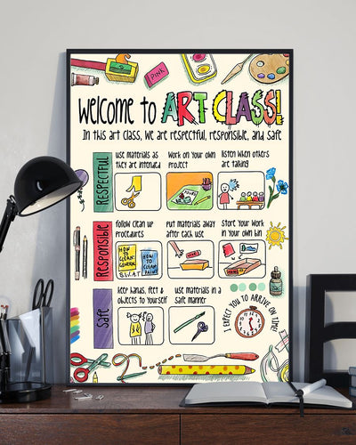 Teacher Classroom Canvas Welcome To Art Class | Student Wall Art Back to School Gift for Teacher