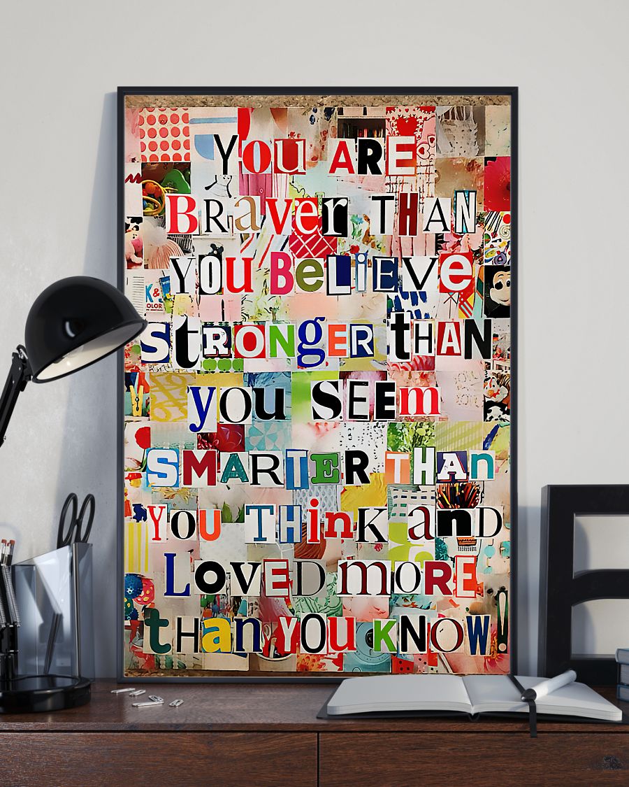 Teacher Classroom Poster You Are Braver Than You Believe | Student Wall Art Back to School Gift for Teacher