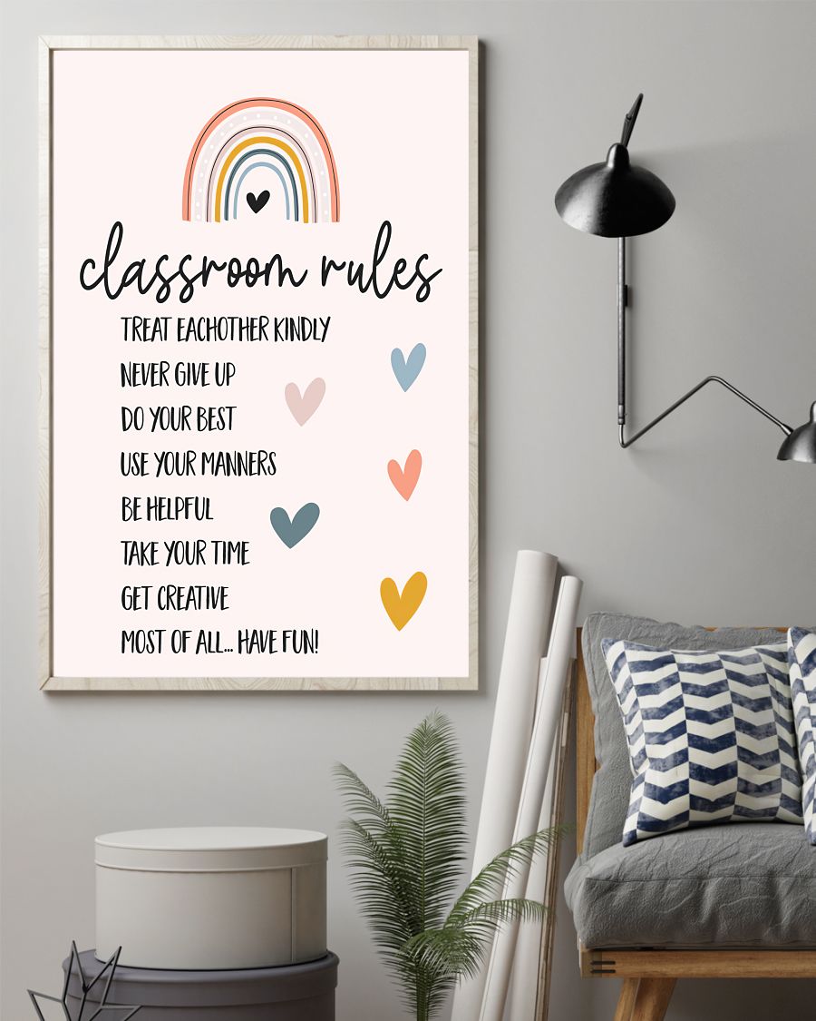 Teacher Classroom Canvas Classroom Rules | Student Wall Art Back to School Gift for Teacher