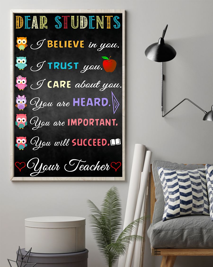 Teacher Classroom Poster Dear Students | Student Wall Art Back to School Gift for Teacher