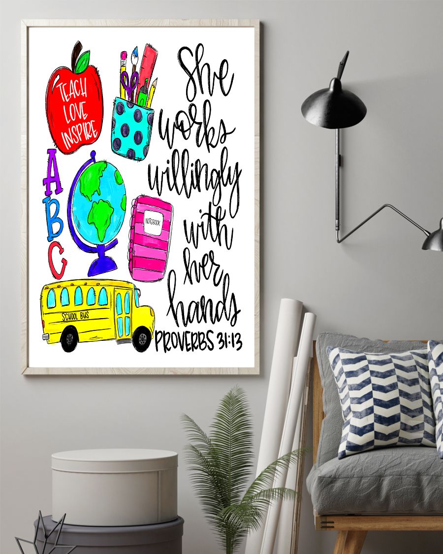 Teacher Classroom Poster Teach, Love, Inspire | Student Wall Art Back to School Gift for Teacher